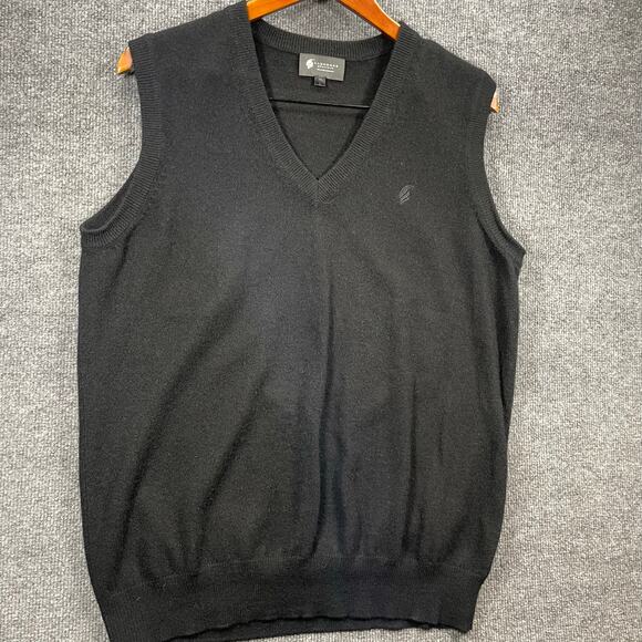 Cashmere Boutique Sweater Vest Men's Large Black 100% Cashmere Golf Casual - Picture 2 of 10
